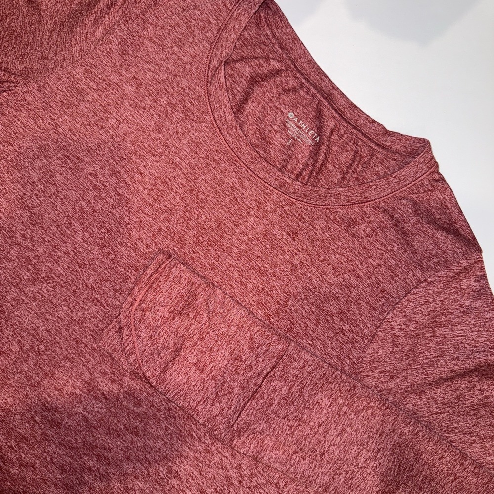 Athleta Uptempo Crew Long Sleeve Top Heathered Red Thumbholes Women's Size L